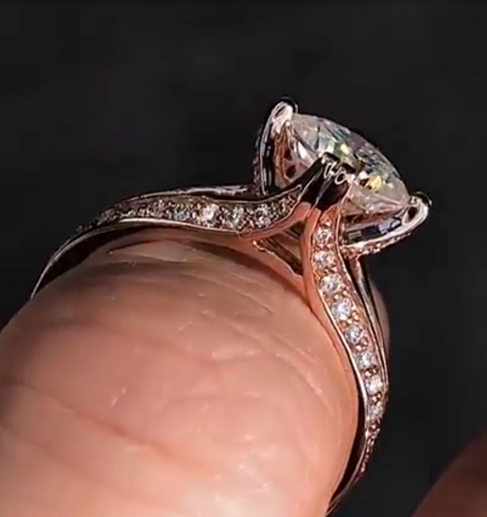 Moissanite Engagement Ring 1 Carat - Custom Solid 10K Rose Gold Women