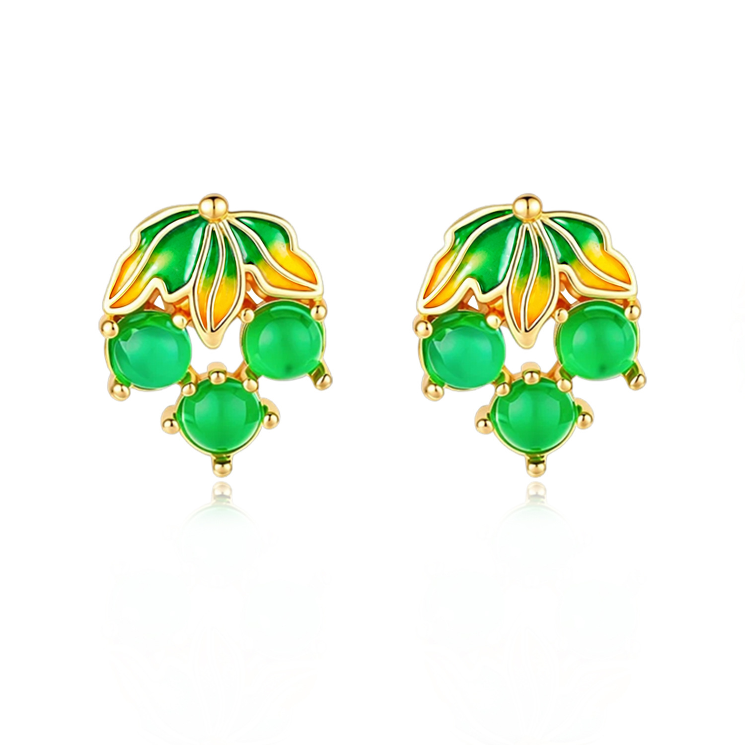 Earrings - Burmese Jadeite Grape Earrings Vintage Natural