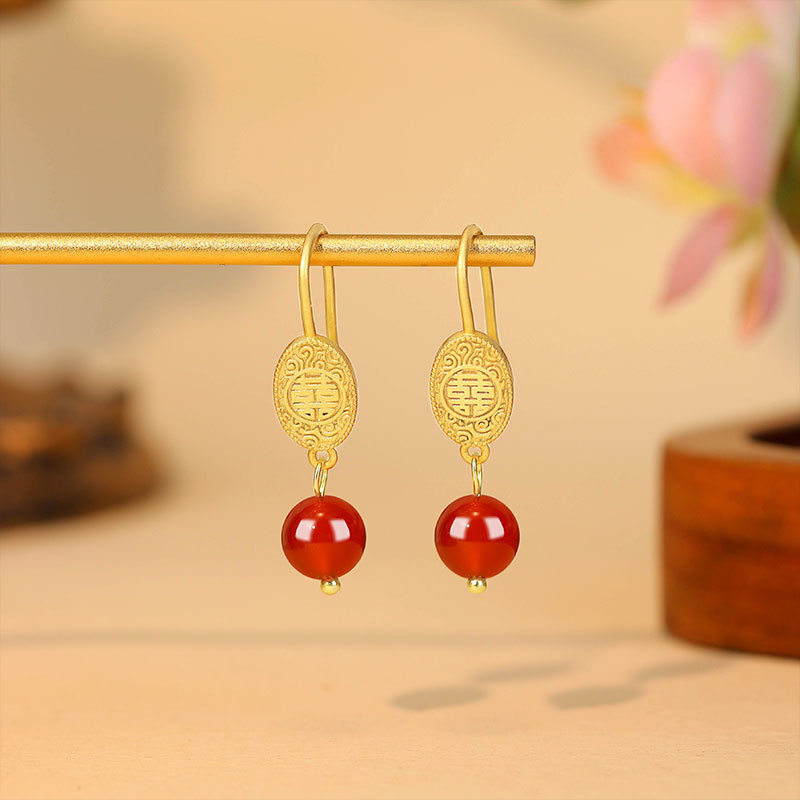 Natural Red Jade Bead Earrings - огляд і ціна Earrings