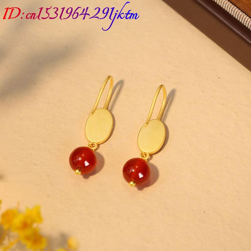 Natural Red Jade Bead Earrings - огляд і ціна Earrings