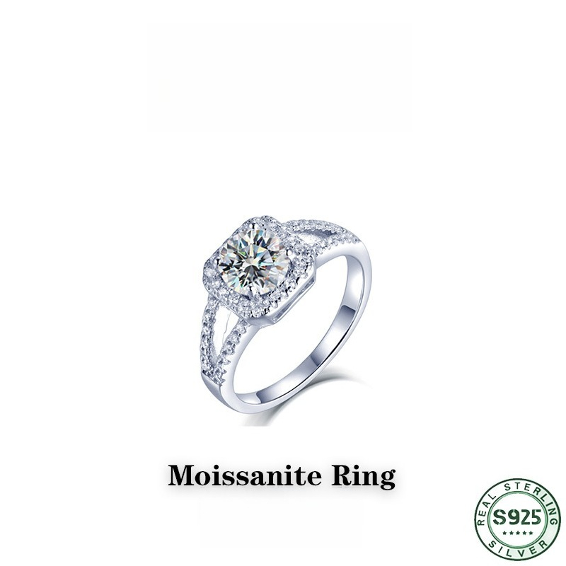 Hot selling 100% S925 silver s - огляд і ціна Moissanite Engagement Ring 1 Carat