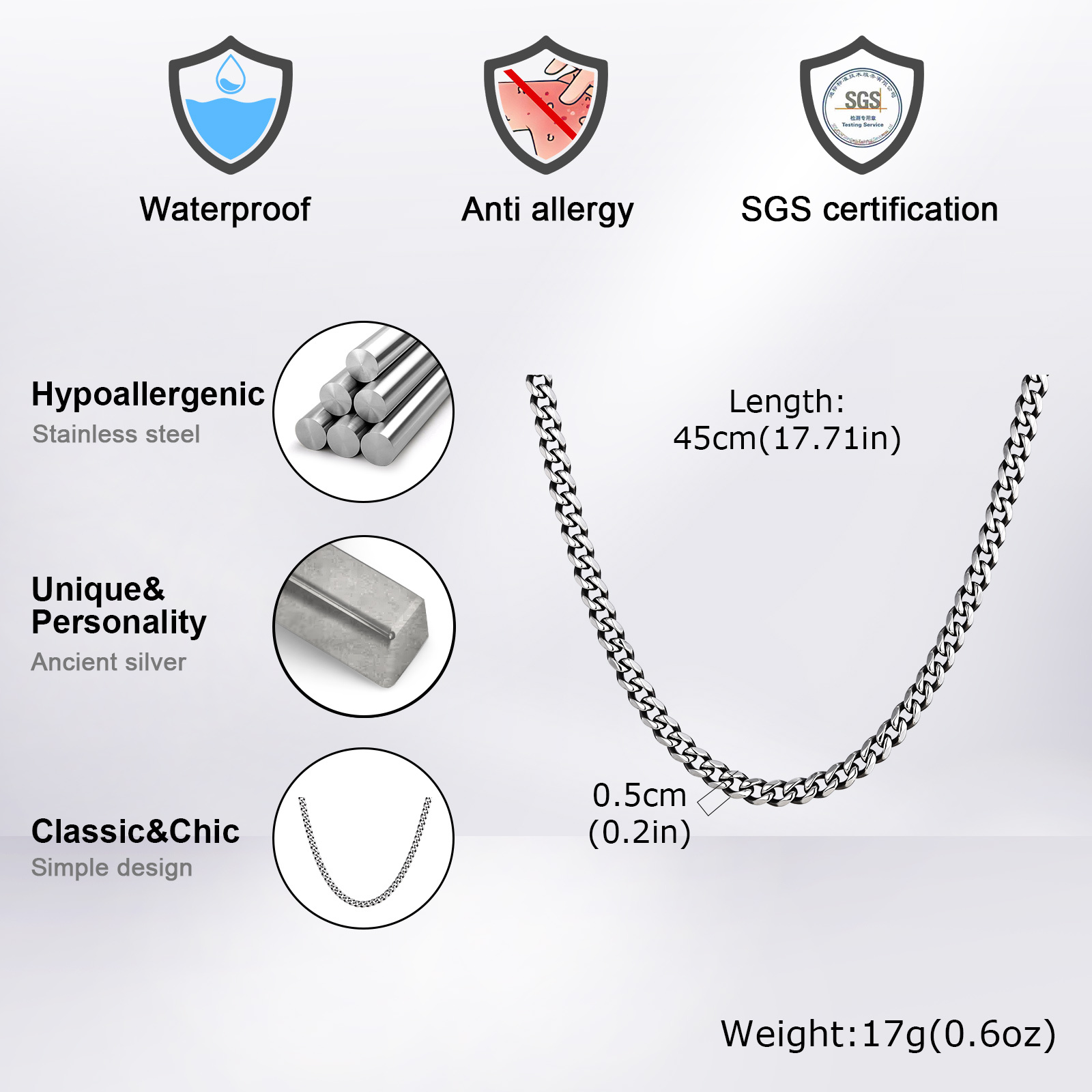Classic Punk Cuban Chain Neckl - огляд і ціна Cuban Link Chain 12Mm