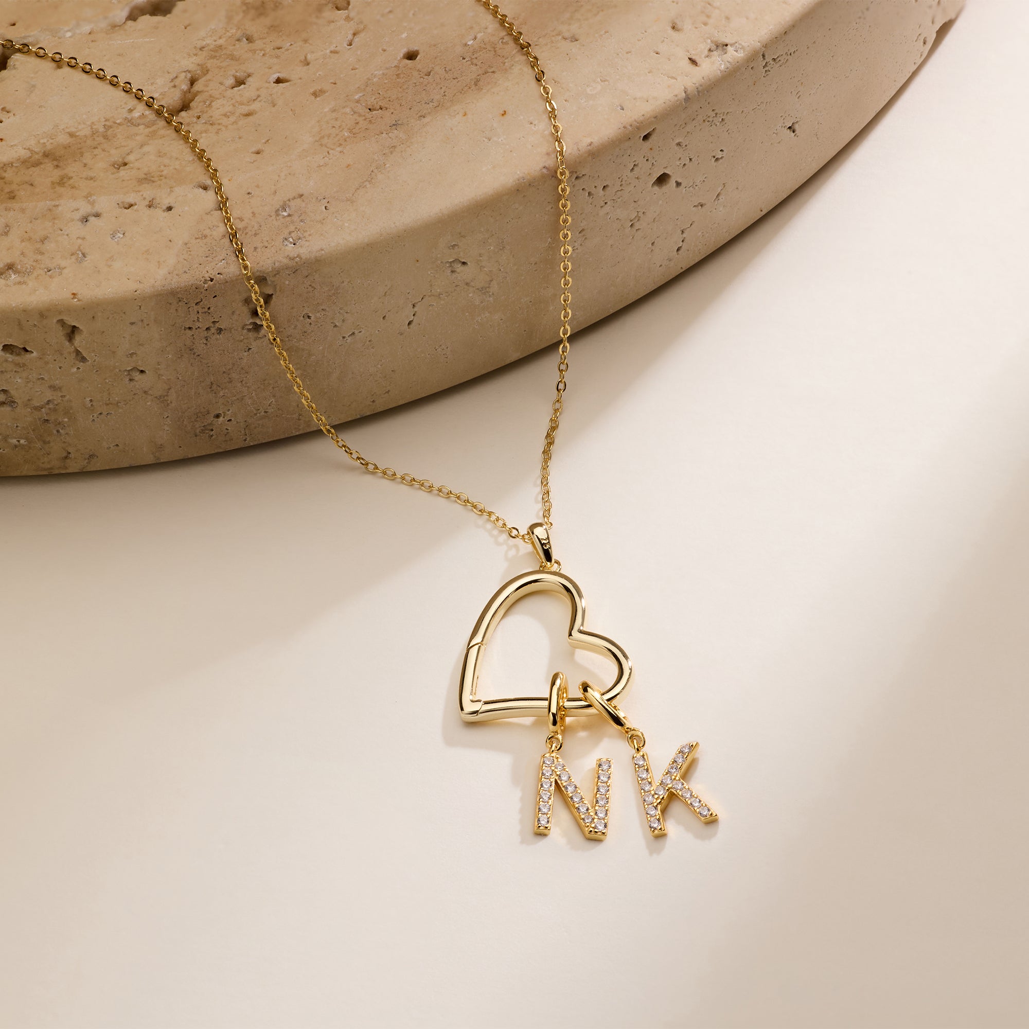 Custom Initial Open Heart Neck - огляд і ціна Initial Letter Necklace 18K Gold