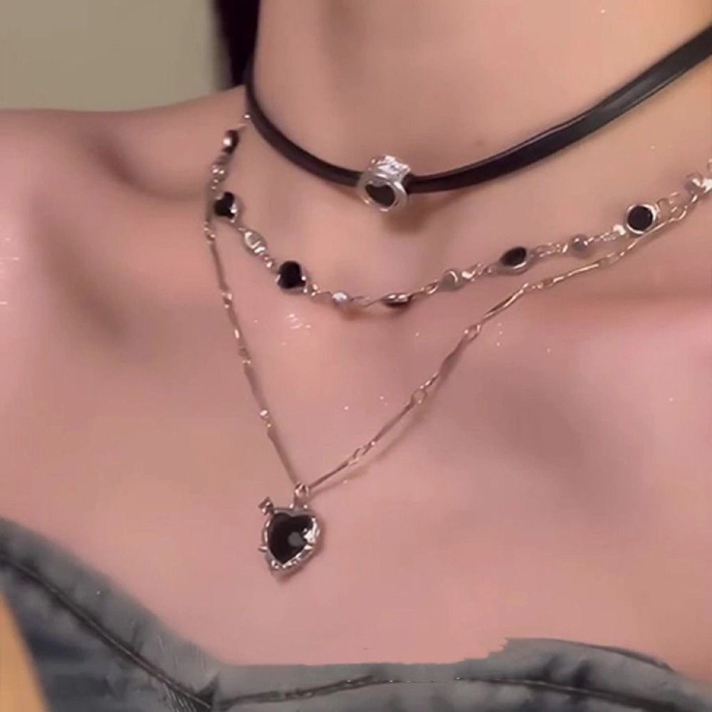 Y2K Gothic Love Heart Pendant  - огляд і ціна Layered Pendant Necklace Aesthetic