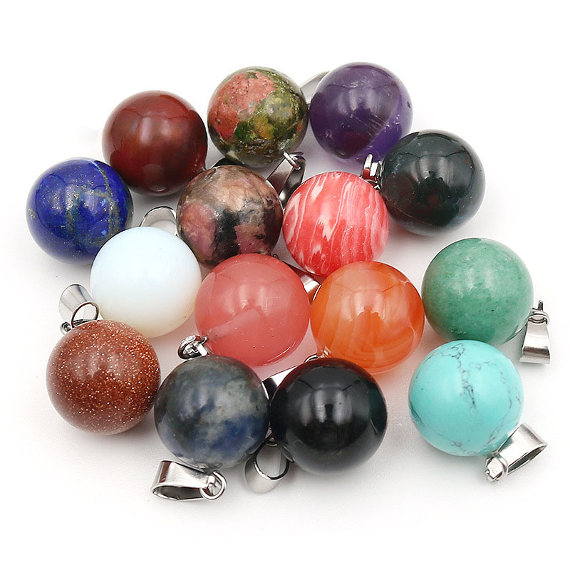 20pcs/ Bag 14mm  Natural Stone - огляд і ціна Crystal Pendant Necklace Natural Stone