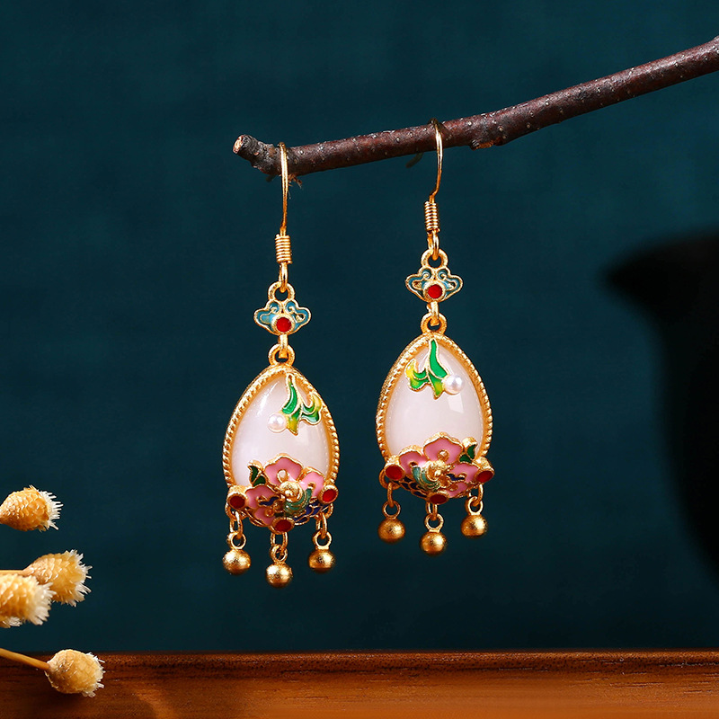 Natural Jade Flower Earrings C - огляд і ціна Earrings