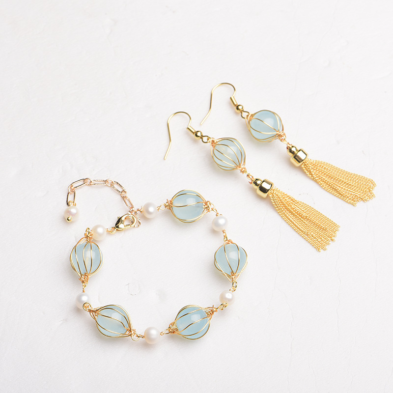 Blue Natural Jade Bead Earring - огляд і ціна Earrings