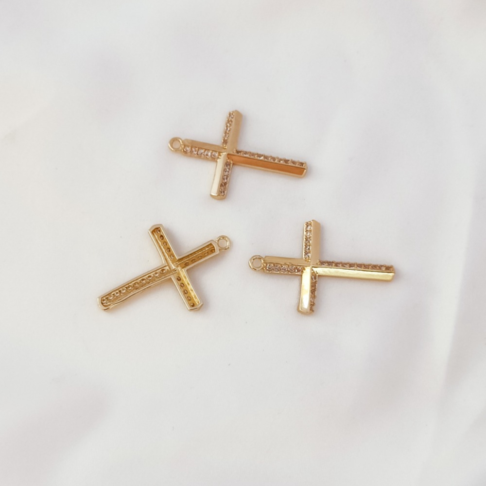 14K Gold-plated Zircon Cross P - огляд і ціна Cross Pendant Necklace Gold