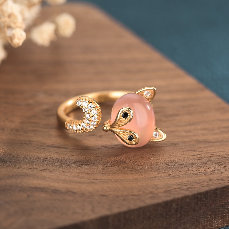 Pink Natural Jade Fox Rings Re - огляд і ціна Rings