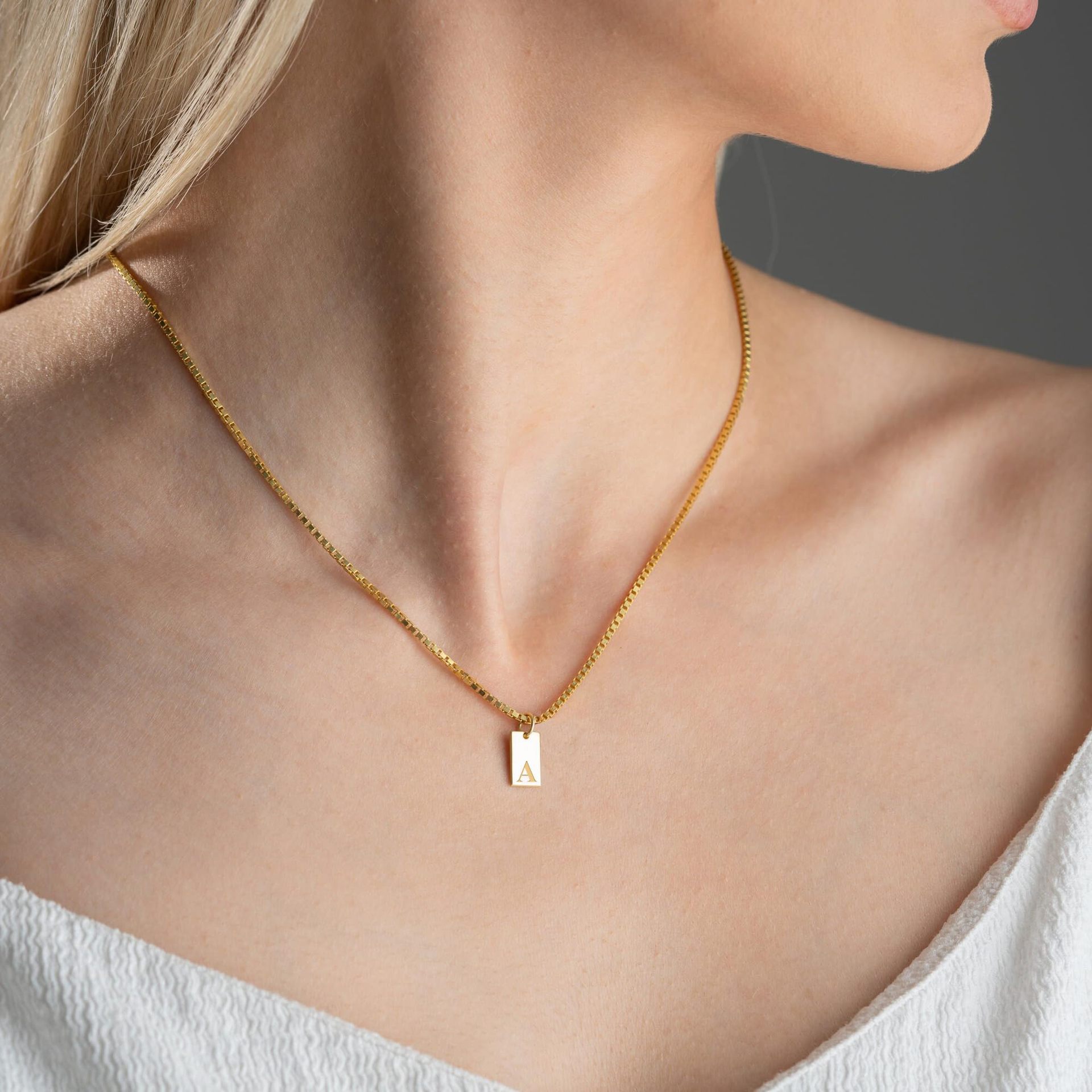 Tiny Square 26 Initial Letters - огляд і ціна Initial Letter Necklace 18K Gold